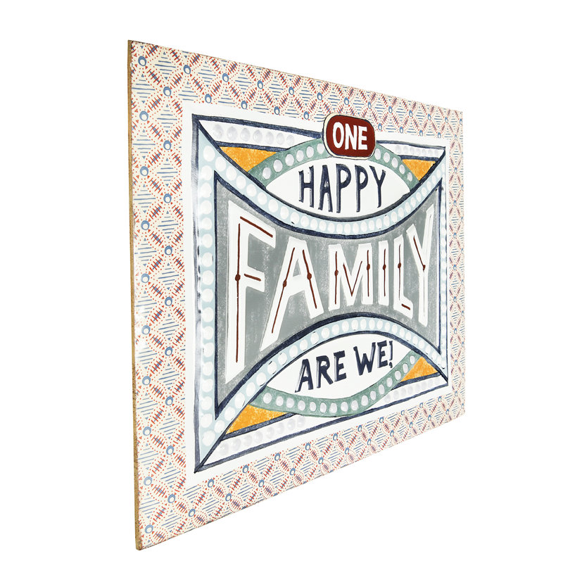 En relief «One Happy Family Are We!» Décoration murale en métal émaillé