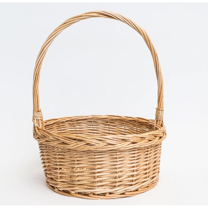 Panier en osier à long manche, H 15 po x l 13 po x P 13 po
