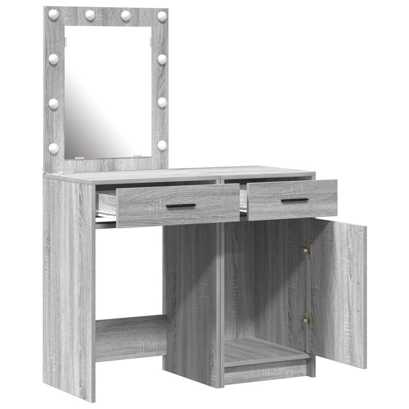 Dressing Table with Mirror, Grey Sonoma