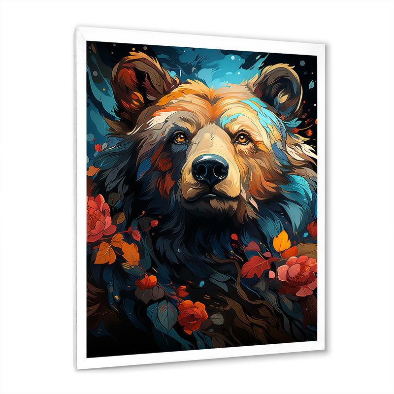 Pop Art, impression d'ours grizzly - 106913, H 20 po x l 12 po x P 1 po, Cadre photo blanc