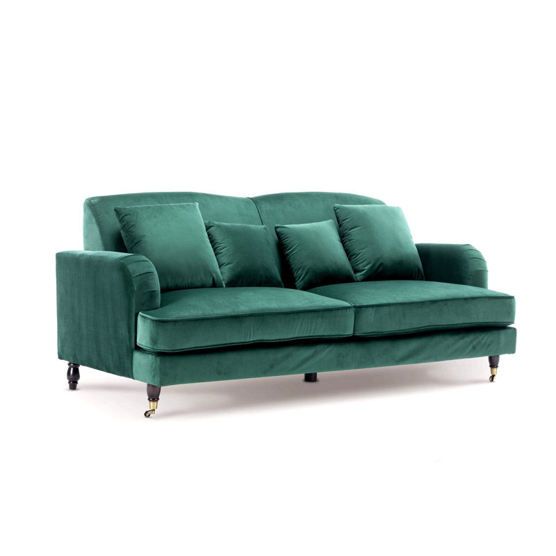 Penermon Roll Arms Sofa, Emerald Green Velvet, 3