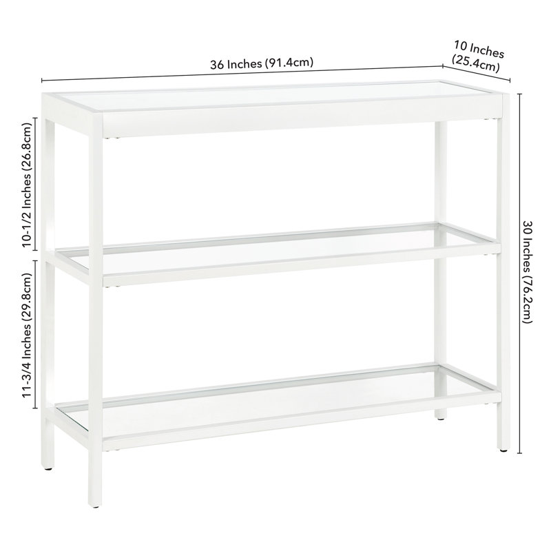 Alexis Glass Top Console Table, 30" H x 36" W x 10" D, White