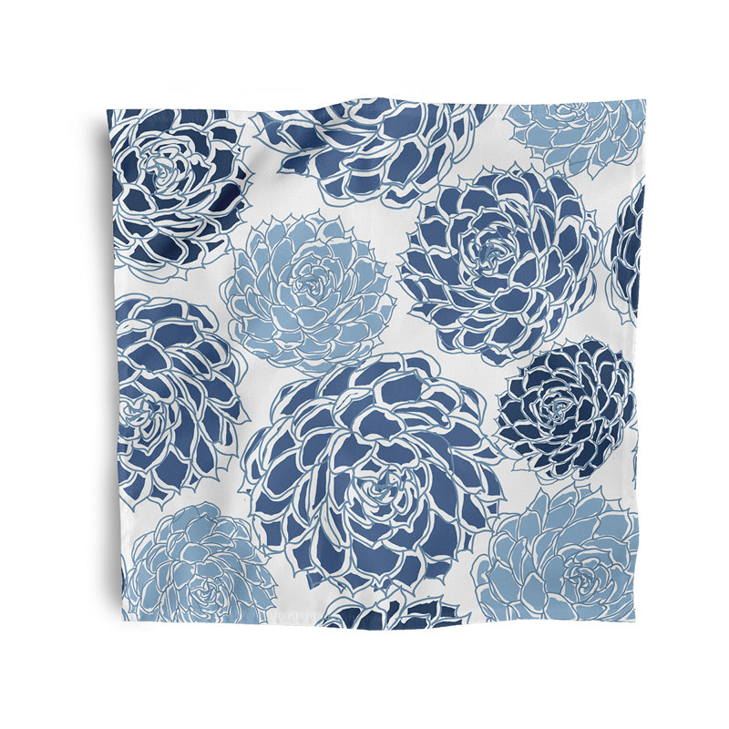 Gorrell Polyester Floral Square Napkin, Blue