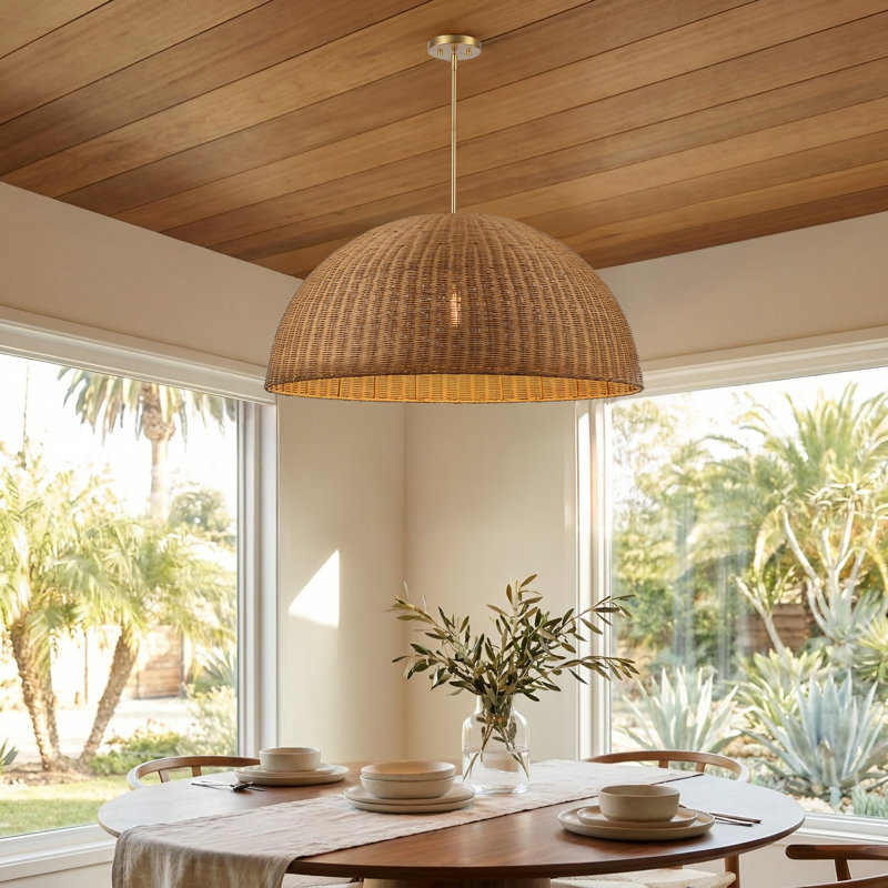 Luminaire suspendu tissé 1 lumière Harmony, H 51,26 po x l 33,46 po x P 33,46 po
