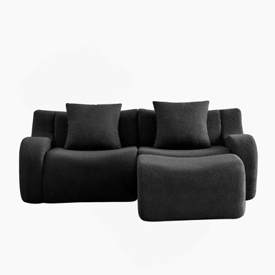 Canapé en L sans os avec accoudoirs courbés et conception ergonomique épurée, idéal pour les salons, les aires de repos et les chambres à coucher