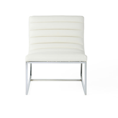 Chic White Leather Chair With Soft And Stable Legs Modern Supportive Frame, Enhances Seating Comfort