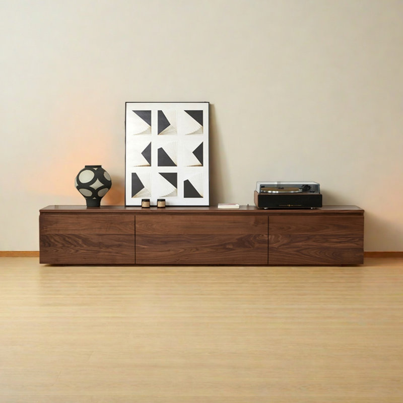 Meuble télé en bois de noyer de haute qualité, H 15,75 po x L 94,48 po x l 13,78 po
