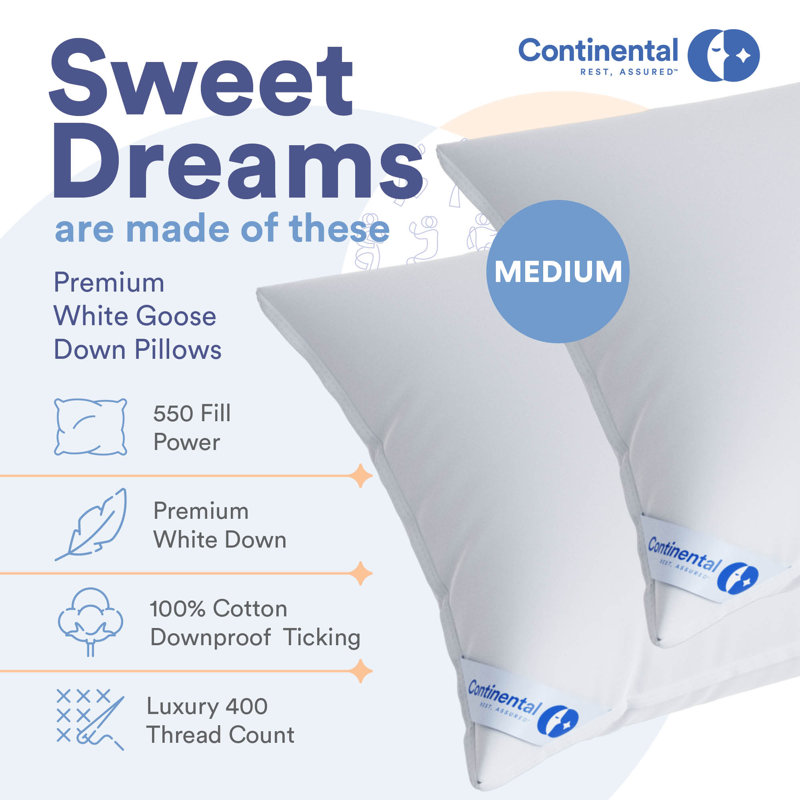 Oreiller moyen en duvet de qualité supérieure, Standard