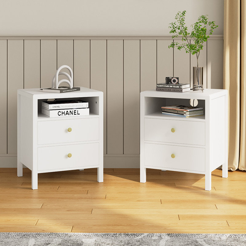 48cm W Bedside Table, White