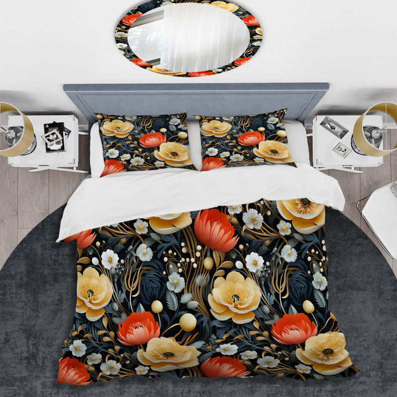 Ensemble de housse de couette Contemporary Poppy Essence Fusion Floral Field - Floral