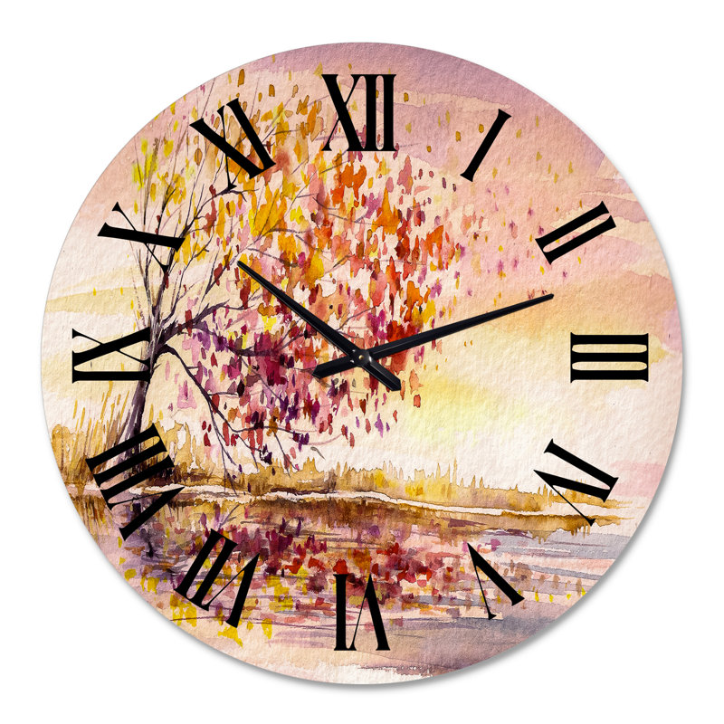 Arbre d'automne jaune et orange - Horloge murale traditionnelle, Surdimensionné