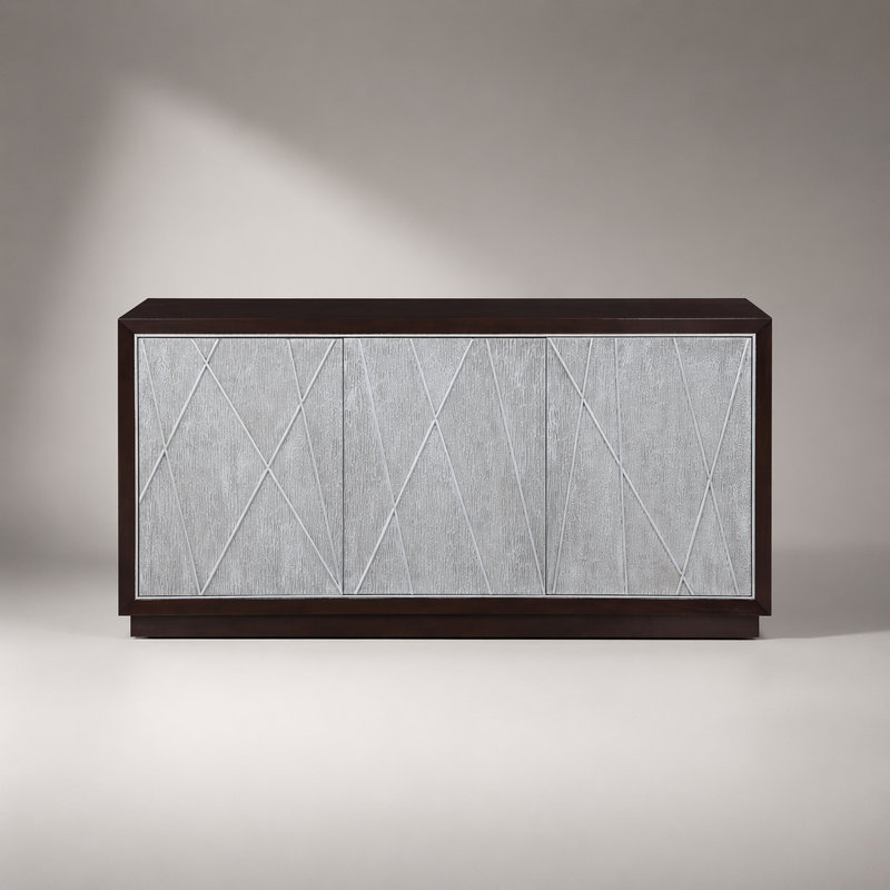 Armoire à console en métal argenté et noyer Geranio, parfaite pour un décor moderne et des solutions de rangement efficaces