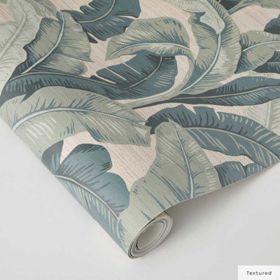 Layered Palm Faux Grasscloth Peel and Stick Wallpaper