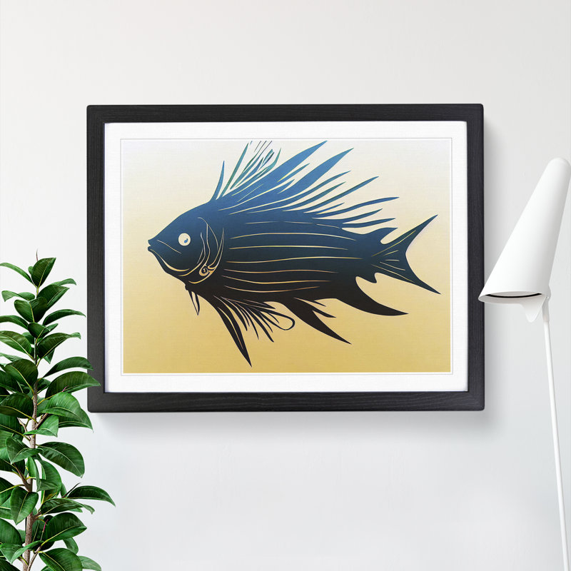 XH1022-8862X Terrific Fish - Single Picture Frame Print, Black, 46cm H x 64cm W x 2cm D