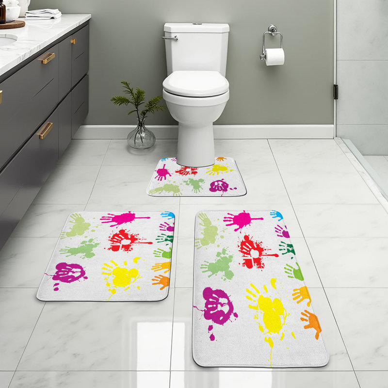  Multicolore ensemble de tapis en forme de U et de tapis rectangulaires Graffiti