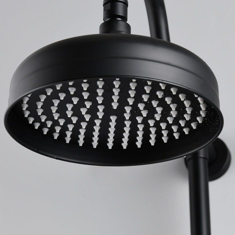 8" Rainfall And Handheld Shower System In Matte Black With Build Brass Dual Head 2.5 Gpm Flow Rate Option, Matte Black