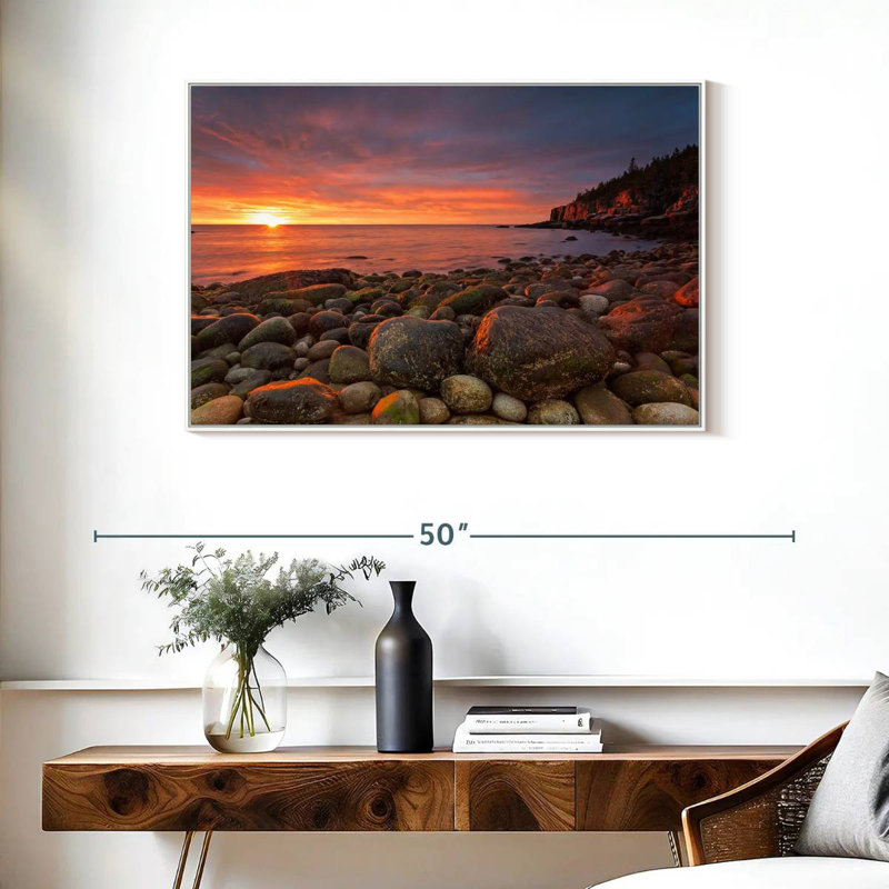Lever de soleil au parc national d'Acadia, Cadre flottant blanc, 37 po x 25 po