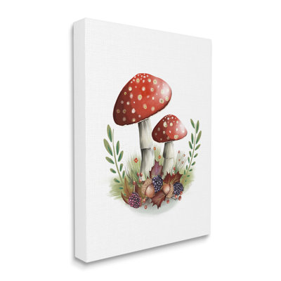 Champignons rouges et glands sur toile
