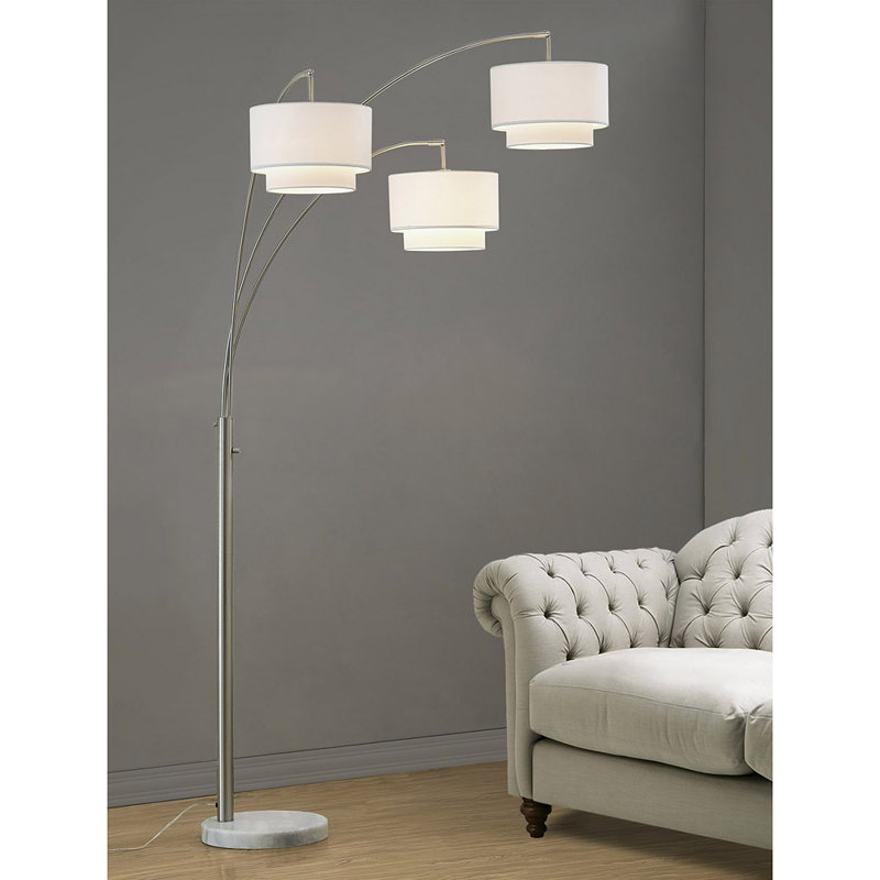 Lampe sur pied à branches 84 "Estabrook Broadway, Nickel Brossé / Blanc, blanc