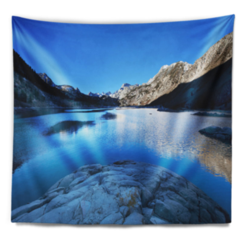Incroyable tapisserie du paysage moderne du lac Blue Mountains, H 32 po x l 39 po