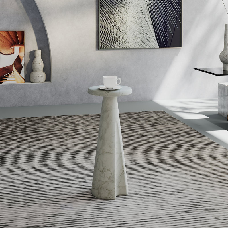 Table d'appoint en faux marbre, Blanc