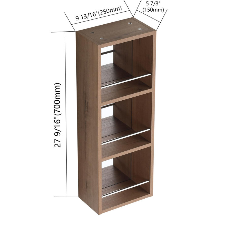 10'' Wall Mounted Bathroom Mirror Cabinet with Open Storage Shelves and Metal Guard Rails