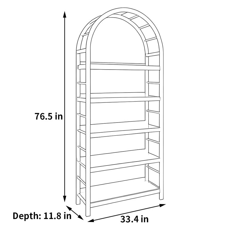Une bibliothèque classique et durable, (5 tablettes) H 76,5 po x l 33,4 po x P 11,8 po, Marron foncé
