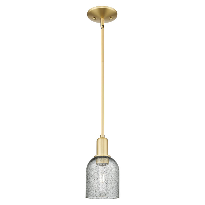 Arcadia - Caledonia - Mini-luminaire suspendu avec tige 5 po 1 lumière, Or satiné, Gris anthracite