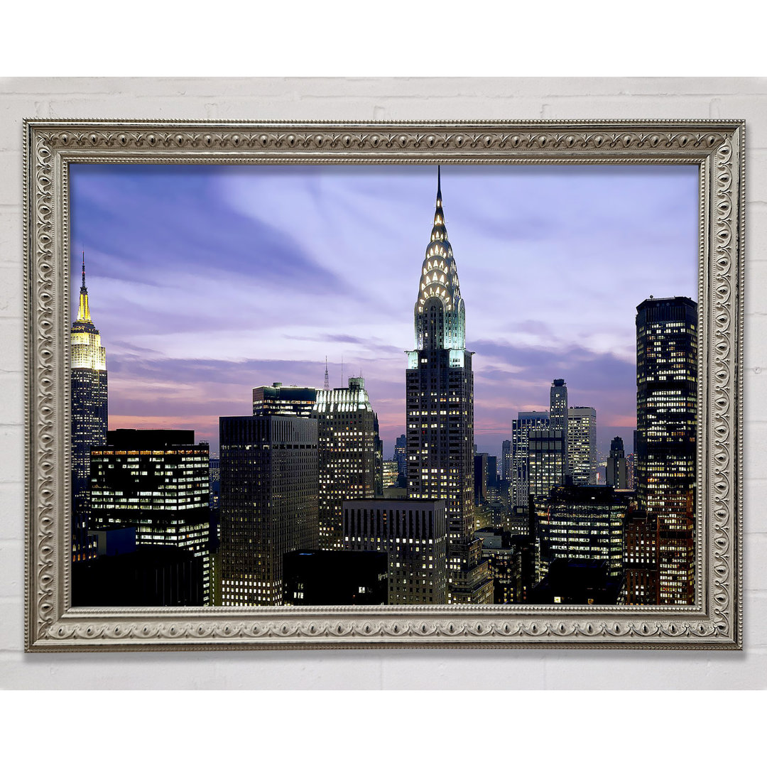 Nyc Empire State Building Lilac Sky - Einzelner Bilderrahmen Kunstdrucke