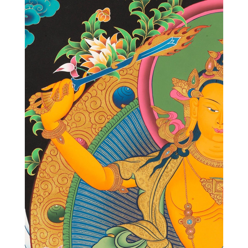 Manjushree dans la nature (Thangka sans brocart)