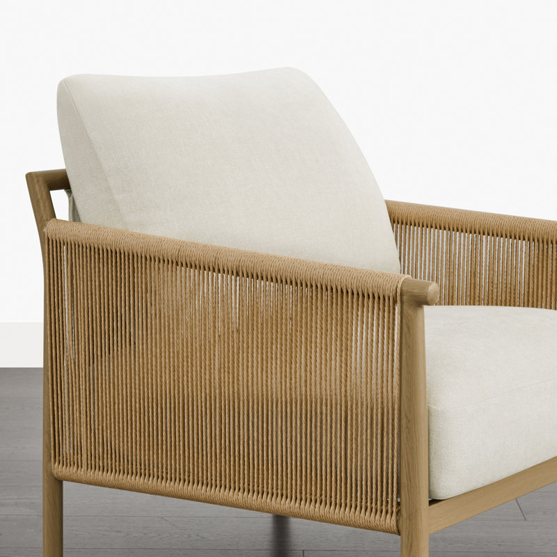 Boho-inspired Upholstered Accent Chair, Natural, Linen