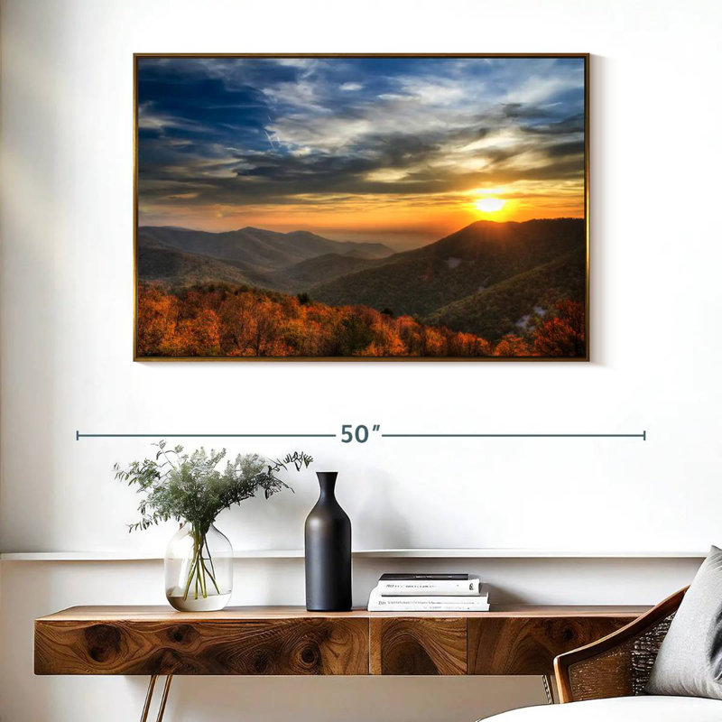 Shenandoah Sundown, Cadre flottant doré, 40 po x 27 po