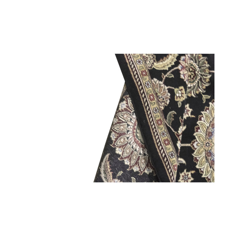 Tapis oriental noir / beige en laine noué à la main Manchuria