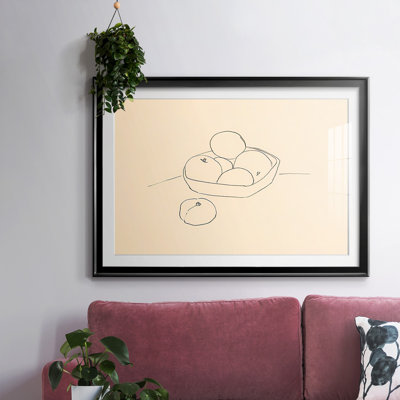 Dessin au trait de fruits I encadré sur papier