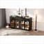 Buffet Buffet, rangement à 4 portes en verre avec tablettes réglables (noir) | Base en bois d'hévéa | Panneau de fibres à densité moyenne + placage de chêne-1709840380