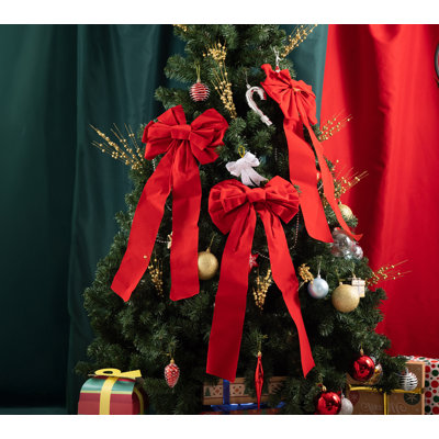 8 Pack 26"x10" Red Velvet Christmas Bows