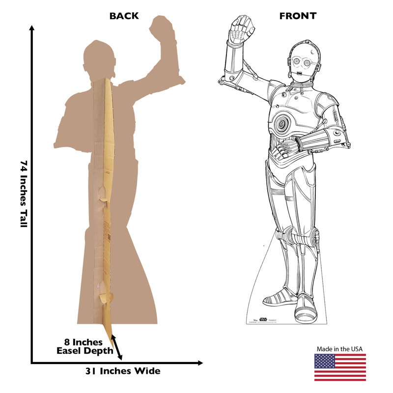 74'' Black and White Star Wars C-3PO Cardboard Standup