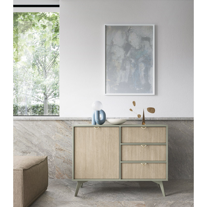 Agawam 106cm Sideboard, Light Sage Matt/Oak Scandi