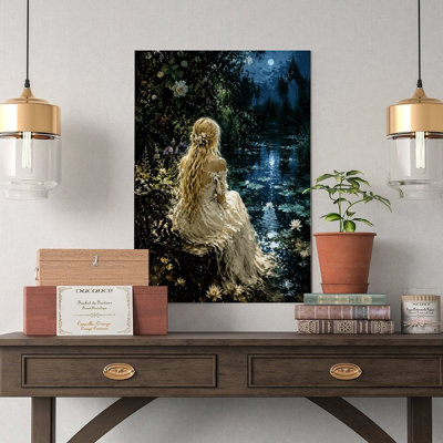 Canvas Wall Art Moonlit Garden Princess White Lace Dress By Lake Vintage Poster Print Home Decor