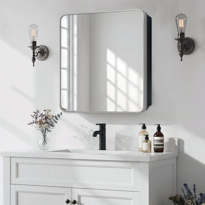 20 x 20 Square Recessed or Surface Mount Medicine Cabinet with Adjustable Shelves