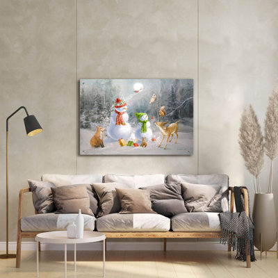 'Woodland Snowmen'  by Danhui Nai Acrylic Glass Wall Art