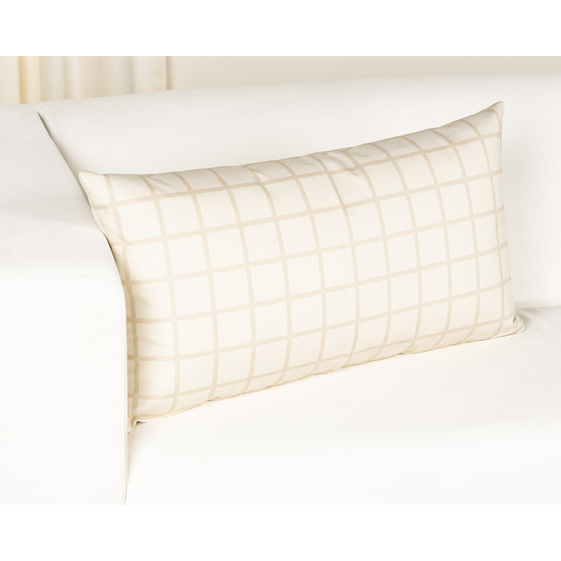 Coussin Mini Grid, Plumes, Coton, 21 po x 12 po