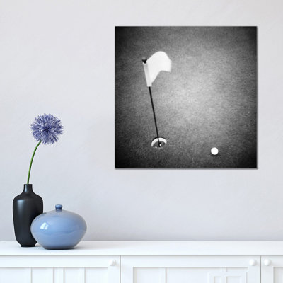 2000s Golf Ball On Putting Green With Flag Marker In Hole by Vintage Images - Wrapped Canvas Print