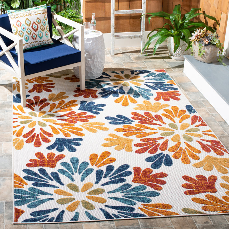 Tapis floral intérieur / extérieur Fuhr, Rectangle 4 pi x 6 pi