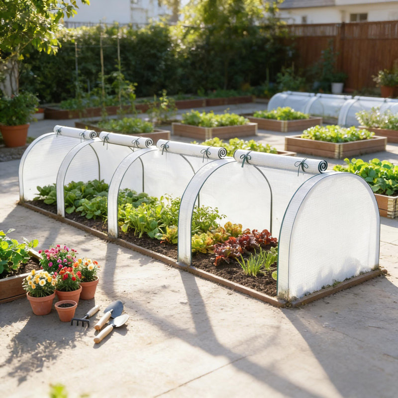 Portable Wide Mini Greenhouse With Four Roll-Up Doors For Easy Plant Care And UV Protection