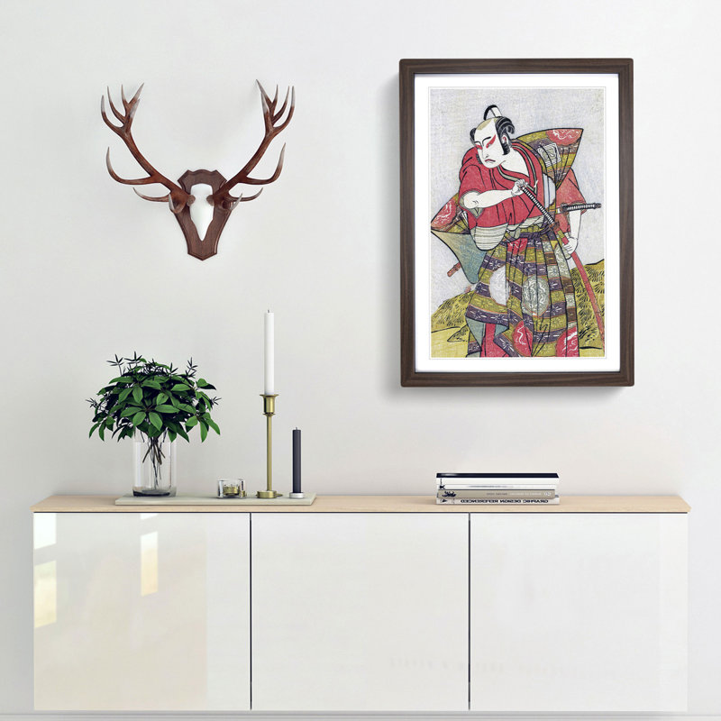 Ichikawa Yaozo by Katsukawa Shunsho - Picture Frame Painting Print, 36cm H x 27cm W x 2cm D, Walnut Framed