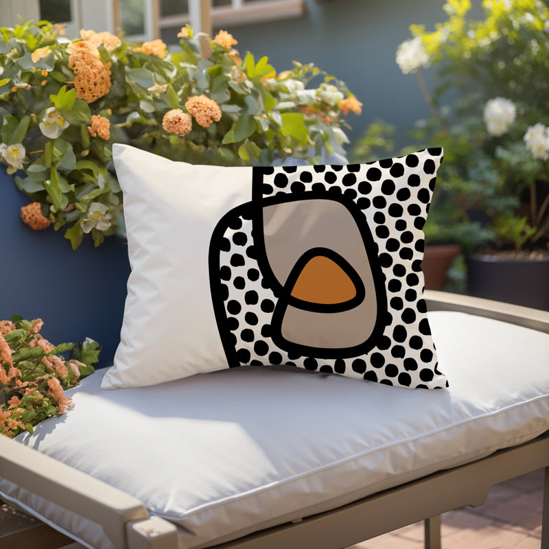 Coussin lombaire réversible intérieur / extérieur Jai Abstract, H 18 po x l 25 po, Orange brûlé