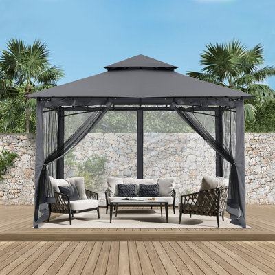 9 Ft. W x 9 Ft. D Steel Patio The Soft Roof Gazebos