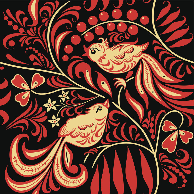 Hohloma - Wrapped Canvas Print, 91cm H x 91cm W x 3.8cm D