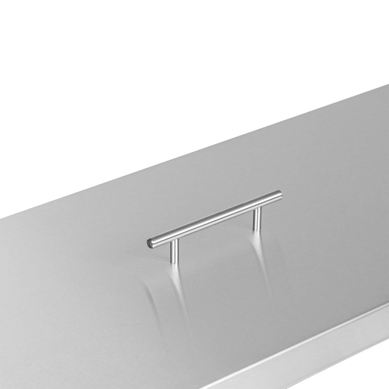 Stainless Steel Rectangular Fire Pit Cover with Handle, 39" x 15"
